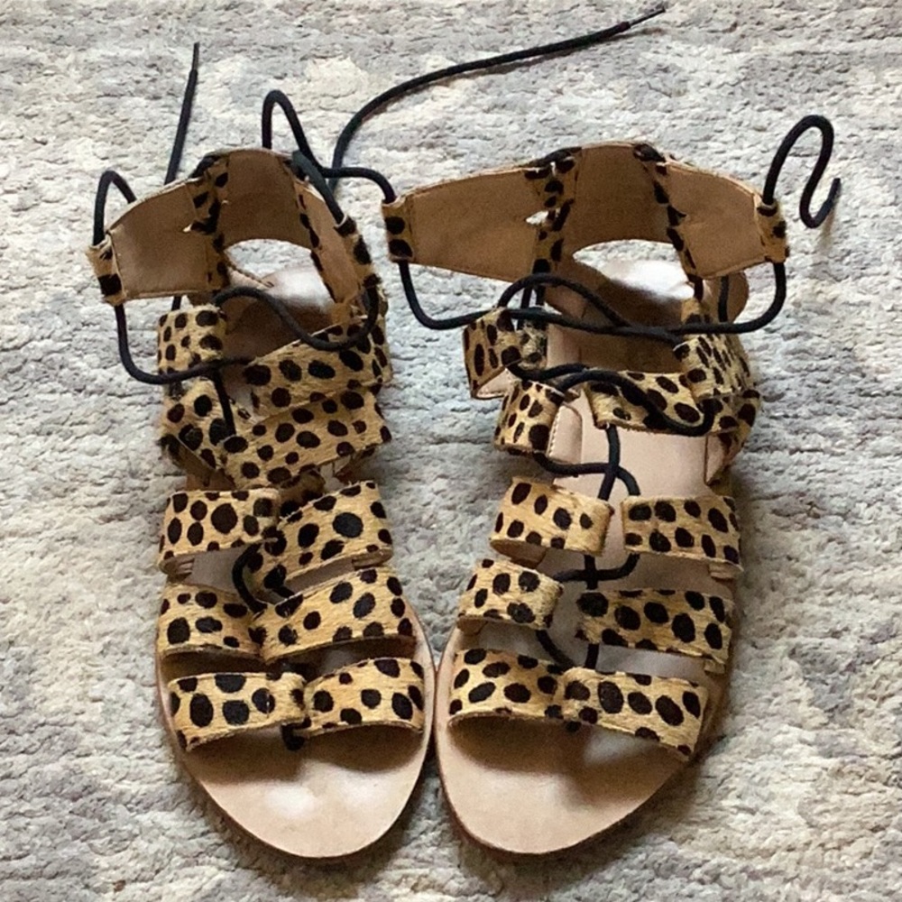 Loeffler Randall Leopard Calf Hair Sandals